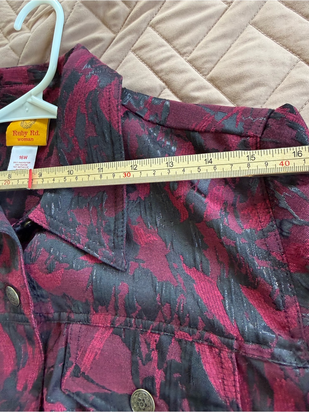 Ruby Rd. Red and Black Patterned Jean Jacket - Picture 4 of 10